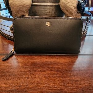 RALPH LAUREN Black calf leather wallet